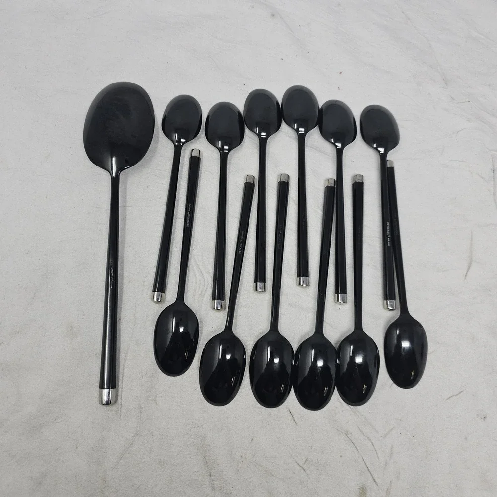 13 Peace Retroneu 18/8 Japan Ice Tea Spoons Vtg 12 Tea Spoons 1‎ Serving Spoon